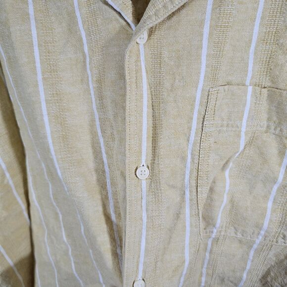 American Eagle Poolside Striped Button-Up Shirt Yellow Mens XXL - Picture 7 of 11